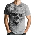 thumbnail image 2 of GHUALURU Men's Skull Graphic T-Shirt Smoke Print Tee Casual Streetwear Crewneck Short Sleeve Shirt, 2 of 6
