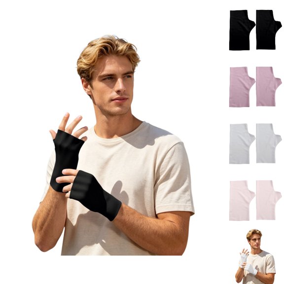 Bmisegm Gloves for Women Summer Ice Silk Half Finger Breathable Thin Sun Blocking Driving Cycling Outdoor Mittens Black