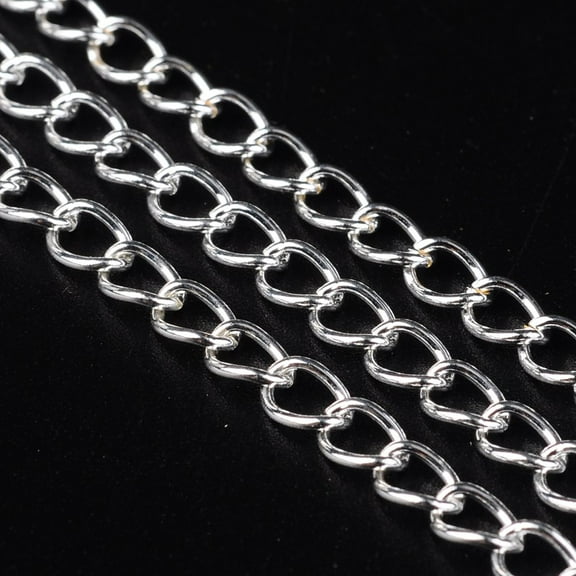 100 m Iron Side Twisted Chain Unwelded Lead Free with Spool Silver 5x3.5x0.7mm 328.08 Feet(100m)/roll