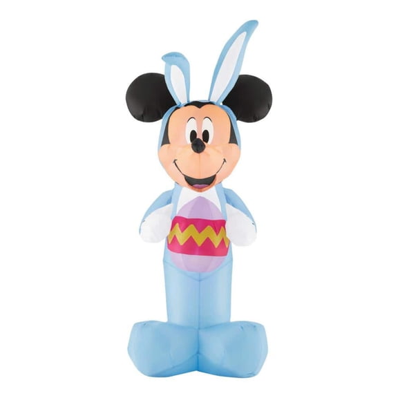 4 ft Lighted Mickey Mouse Easter Inflatable Yard Decoration – Blue Bunny Suit Outdoor Lawn Decor – Airblown by Gemmy