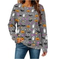 thumbnail image 4 of HomeDM Halloween Sweatshirt for Women All-Over Print Cute Ghost Long Sleeve Top Crew Neck Casual Holiday Pullover, 4 of 6