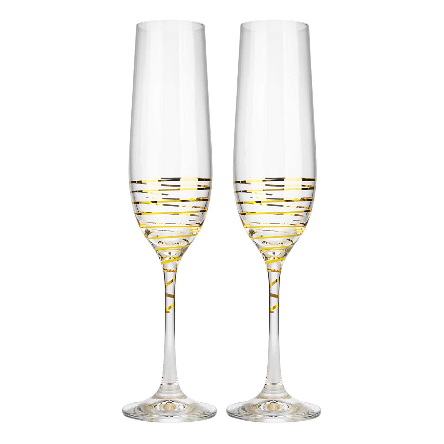 Elegant and Modern Viola Gold Spiral Design Champagne Flutes Glassware ...
