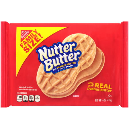 Nabisco Nutter Butter Real Peanut Cookies Family Size, 16 (Best Peanut Butter For Cookies)