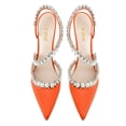 thumbnail image 4 of YDN Women Rhinestone Pointed Toe Slip On Pumps Pearls Studded Stiletto High Heel Shoes Wedding Event Dress Size 10.5 Orange, 4 of 4