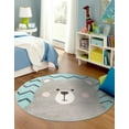thumbnail image 3 of Unique Loom Whimsy Kids Collection Area Rug - Bear (5' 3" Round Blue/Ivory) Perfect For Kids Bed Room/Nursery Room/Living Room/Class Room/Play Room, 3 of 5