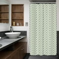 thumbnail image 5 of Stall Small Sage Green White Chevron Shower Curtain Boho Modern Striped Geometric Herringbone Simple Contemporary 36Wx72H Inch Neutral Fabric Decor Bathroom Polyester Waterproof 7 Pack Hooks, 5 of 6