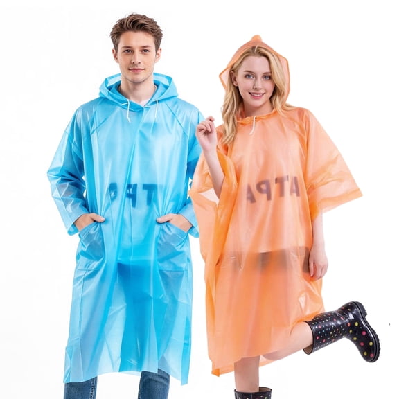 BlueFire Ponchos for Adult Disposable Rain Ponchos 4 Pack ,Raincoats, Reusable Rain Ponchos with Hood and Sleeves Waterproof Rain Coat plastic lightweight raincoat