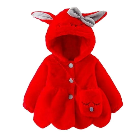 

GYRATEDREAM Infant Baby Girl Fall Winter Hooded Coat Toddler Cute Rabbit Ear Hoodie Jackets Outerwear