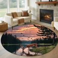 thumbnail image 2 of Deer Forest Round Rug 5ft Washable Circle Kitchen Rugs Non Slip Modern Art Elk Trees Large Area Rug Indoor Floor Carpet for Bedroom Living Room Home Office Dining Room Nursery, 2 of 9