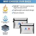 thumbnail image 2 of 2-Pack Fireproof and Waterproof Document Bag - 9" X 7" Large Safe Bag for Documents, Cash, Files with Zipper, 2 of 7