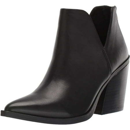 

Steve Madden Women s Alyse Side cut Leather Bootie Black Block Heel Pointy Boots (BLACK LEATHER 7.5)