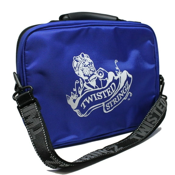 Twisted Stringz Deluxe Yo-Yo Bag - YoYo Carry Case - Holds 12 Yo-Yos- Triple Stitch Shoulder Strap, Double Graphics (Blue)