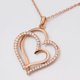thumbnail image 4 of Double Heart Necklace Crystal Ornament Pendants Necklace Clavicle Chains Choker Necklace, 4 of 5