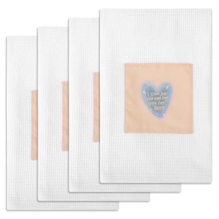Unique Bargains Soft Dish Towels Cotton Waffle Weave Kitchen Towels 26 x 18 Inch Love Style 4pk