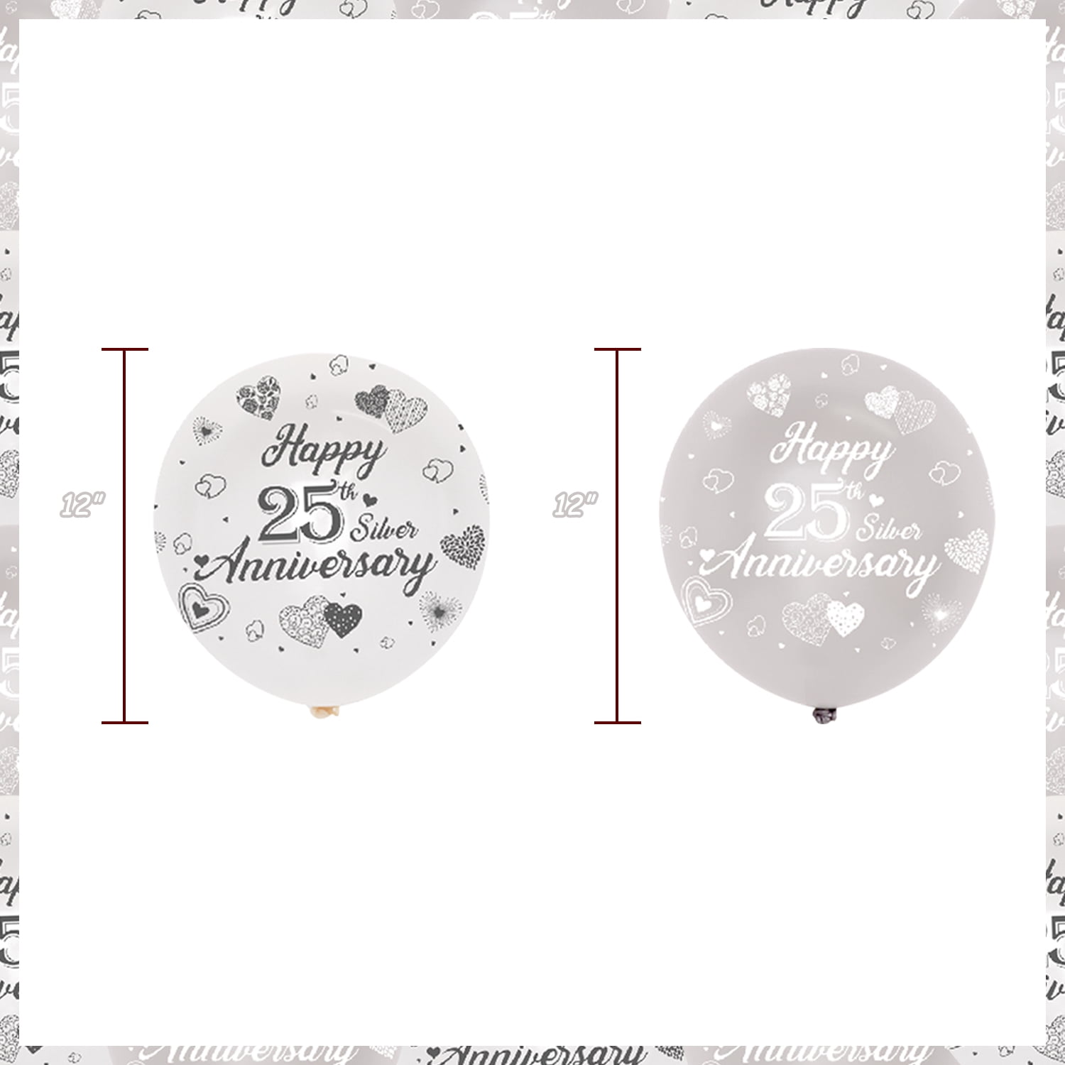 25th Anniversary Decorations, Happy 25th Silver Anniversary Party, Silver And White Latex Balloons 20pcs For 25th Wedding Anniversary Party Decorations Supplies