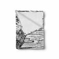 thumbnail image 2 of Bigfoot Soft Flannel Fleece Throw Blanket, Mythical Creature Snowman on the Hills Leaving Footprints Behind Him, Cozy Plush for Indoor and Outdoor Use, 50" x 70", Black and White, by Ambesonne, 2 of 6
