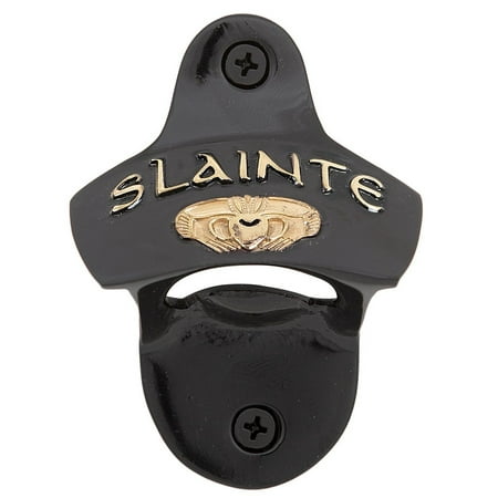 

Solid Brass Black Bottle Opener Slainte Claddagh Design by Exclusively Irish