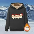 thumbnail image 5 of Women's Sherpa Lined Christmas Hoodie: Fuzzy Santa Graphic Pullover - Long Sleeve Festive Fleece Sweatshirt w/ Drawstring Cozy Holiday Lounge Wear, 5 of 7