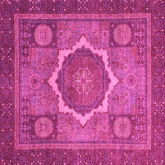 Ahgly Company Indoor Square Abstract Pink Modern Area Rugs, 5' Square