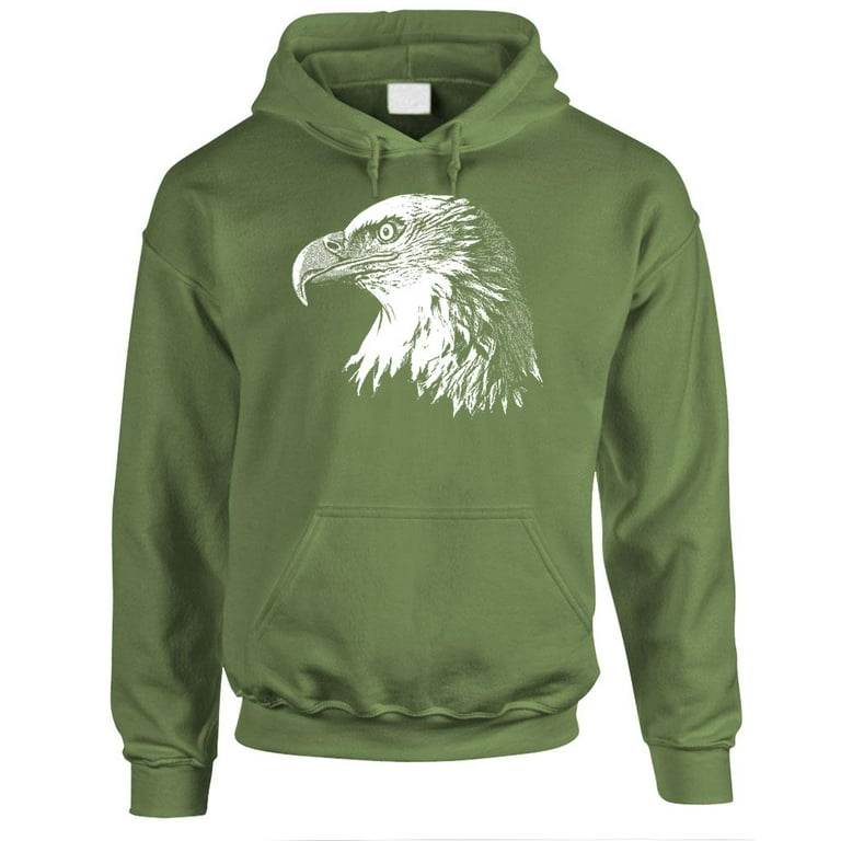 Live Nice Bald Eagle - Pullover Hoodie, Military Green, Large, Adult Unisex