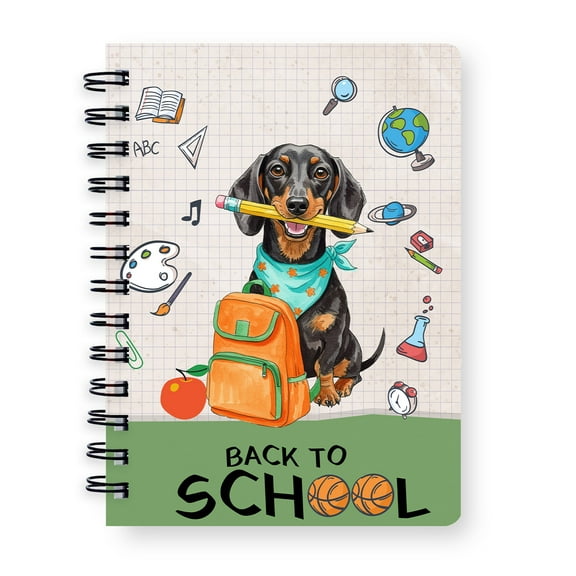 Hardworking Dachshund Ready Back to School New Year Classes Spiral Bound Journal Wiener Dog Lover Gifts Idea 5x7in Spiral Notebook - 12011