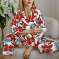 thumbnail image 6 of Yiaed Lilies Flowers Print Pajamas Women's Long Sleeve Sleepwear Soft Button Down Loungewear Pjs Lounge Set Nightwear Womens Pajama Pants-X-Large, 6 of 7