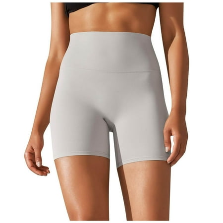 Olyvenn $15 & under Women s High Waist Yoga Shorts Tummy Control Workout Running Biker Hot Pants Yoga Shorts for Women Trendy 2024 White 4