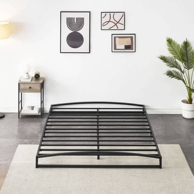 Tamaño completo - size negra low marco de cama: 6 - pulgada heavy - duty metal, arch design, strong bearing, under - cama almacenamiento, fácil montaje - no box spring