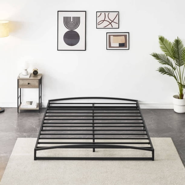 Tamaño completo - size negra low marco de cama: 6 - pulgada heavy - duty metal, arch design, strong bearing, under - cama almacenamiento, fácil montaje - no box spring
