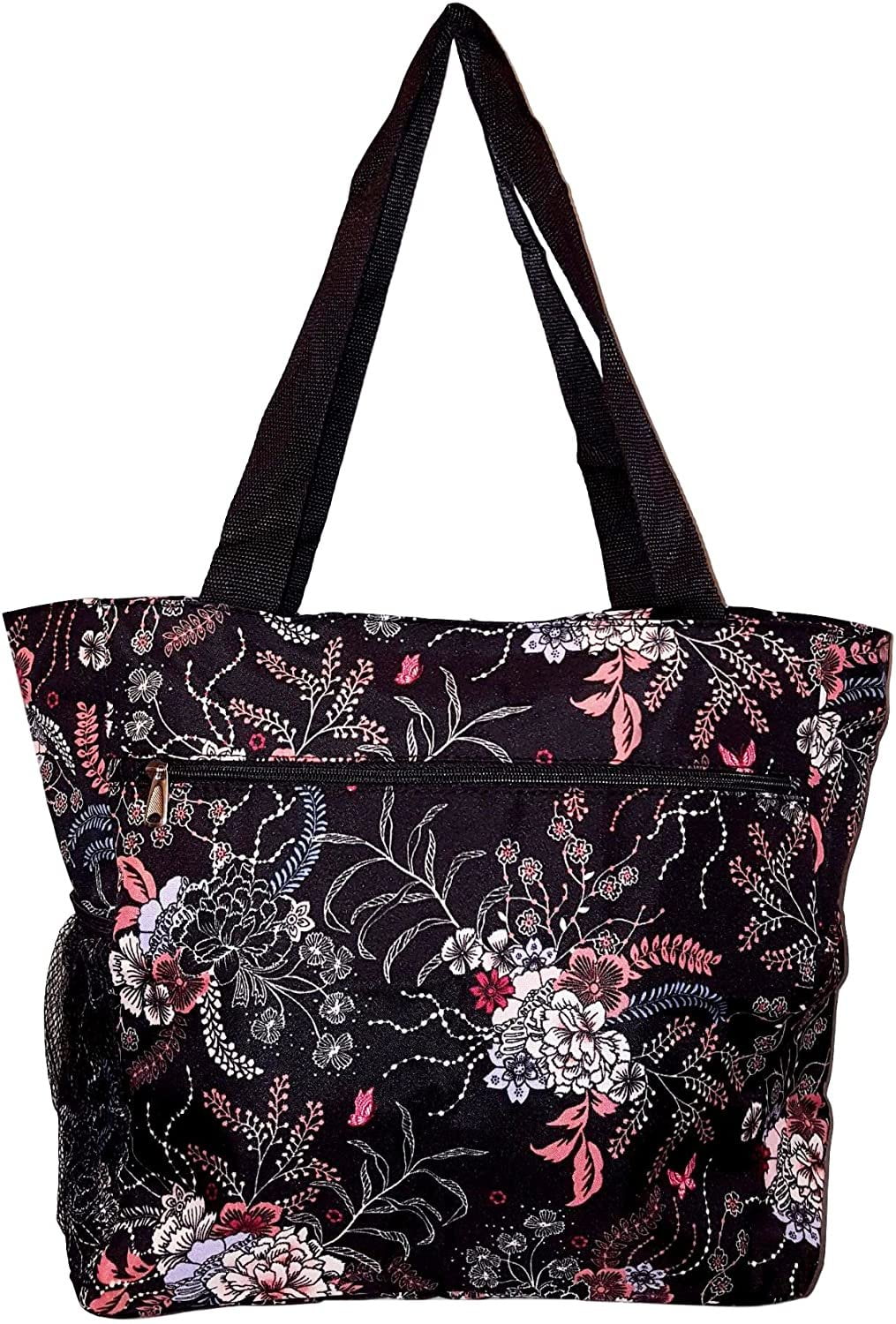 Large Multi Pocket Fashion Zipper Top Organizing Beach Bag Tote