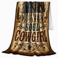 thumbnail image 2 of Country Soul Cowgirl Western Horse Portrait Vintage Distressed, Warm Flannel Blanket for Ranch House and Living Room, Festive autumn celebration Scene, Horse Lovers autumn celebration Gift, 2 of 9