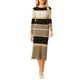 thumbnail image 1 of INSPIRAR CHIC Vestido de suéter a rayas para mujer, manga larga, casual, de punto, bodycon, talla M, caqui, 1 of 5