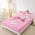 thumbnail image 3 of Erosebridal Cartoon Coquette Bowknot Girls Queen Sheet Sets,Letter C Monogrammed Bed Set For Kids 4 Pieces, 3 of 6