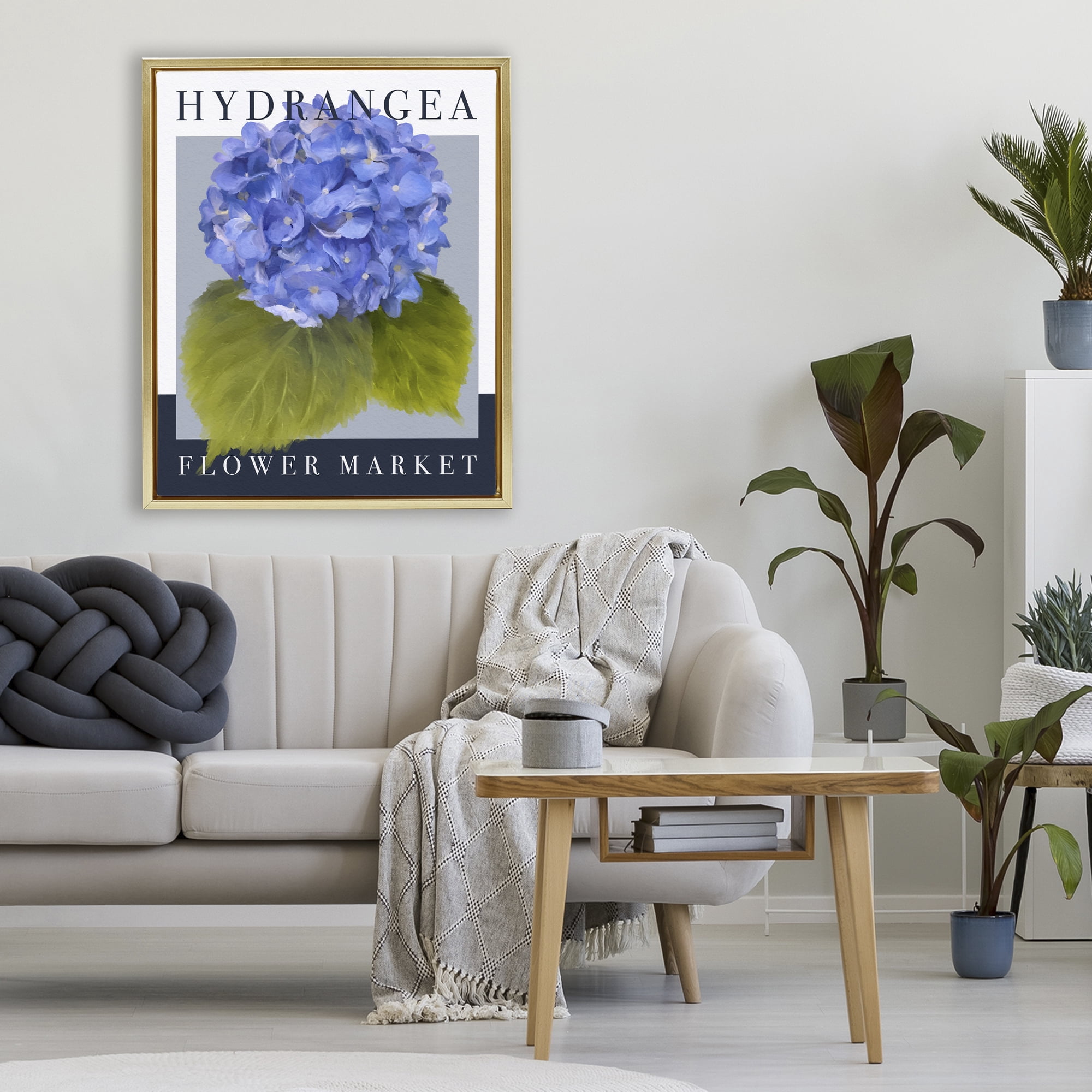 Stupell Industries Hydrangea Flower Market Gold Framed Floater Canvas Wall Art, design by Jennifer Stith
