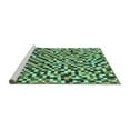 thumbnail image 2 of Ahgly Company Machine Washable Indoor Round Checkered Turquoise Blue Modern Area Rugs, 3' Round, 2 of 4