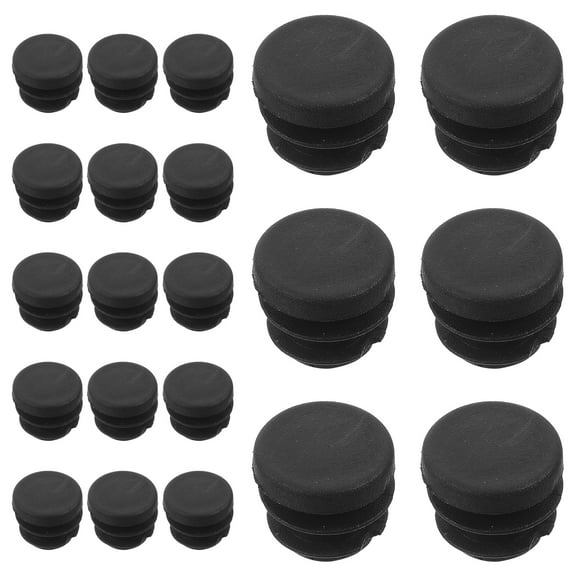 30Pcs Black Plastic Plugs Tubing End Caps Round Post End Cap for Chair Glide Inserts