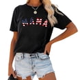 thumbnail image 1 of Camiseta Camiseta de manga corta con cuello redondo para mujer con estampado de MAMA de la bandera estadounidense del Día de la Independencia Cgtredaw Para estrenar, 1 of 1