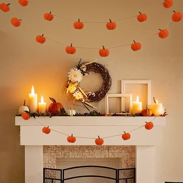 Guirnalda de Calabazas de 150 Cm (59 Pulgadas) para Acción de Gracias | Adorno Suave | Plástico Naranja | Fácil Montaje | para Interiores y Exteriores | 1 Unidad | 150 Cm | 50 G | Sku: Zmm250806001