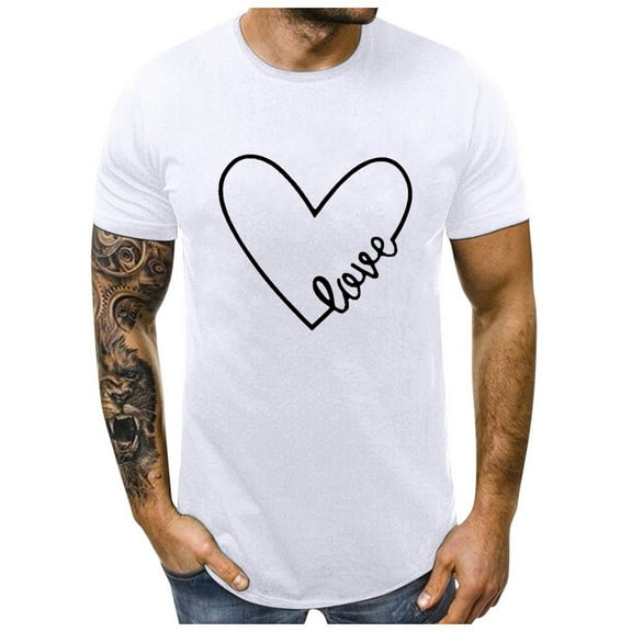 Short Sleeve T Shirts for Men Valentines Shirt Sweet Heart Top Love Letter Print Tees Gifts for Couples Lover
