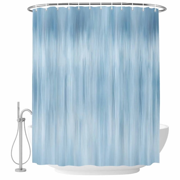 Polyester Fabric Light Blue Shower Curtain, Modern Abstract Art Ombre Striped Waterproof Bathtub Curtain Bathroom Decor Set with Hooks 60 x 72 Inches
