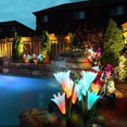 thumbnail image 1 of Luz solar para jardín al aire libre, paquete de 2 8 lirios con lámpara multicolor, luces decorativas para jardín, patio, camino (blanco y morado) ZefeiWu 9024735258070, 1 of 1