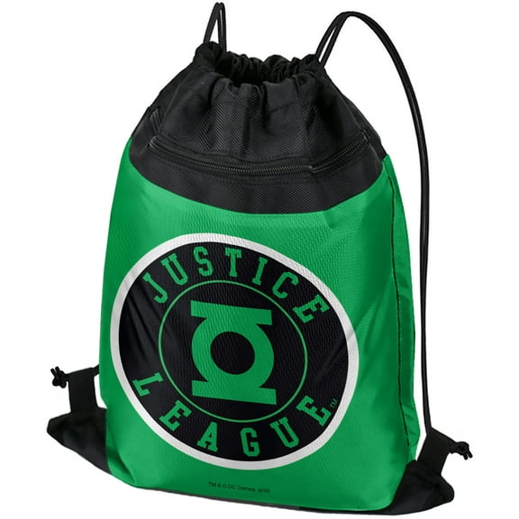 Justice League Green Lantern Athletic Logo Drawstring Backpack Sports Bag Sackpack 17" x 13", Perfect for Gym, Yoga or Practice