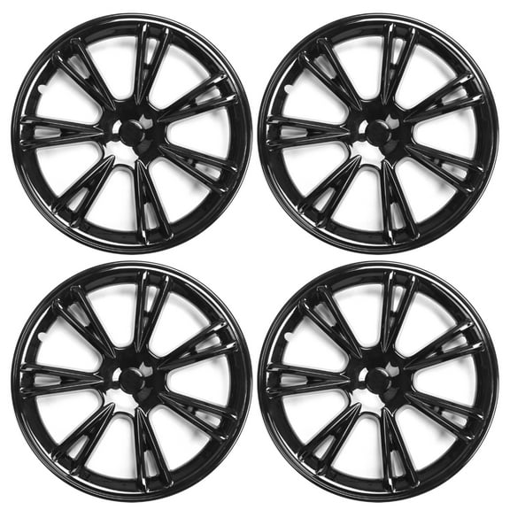 Ikon Motorsports, Wheel Hubcaps Rim Cover Compatible With 2020-2024 Tesla Model Y Gloss Black Arachnid Style ABS Plastic 19'' Hub Caps Hubcap Wheel Cover Rim Skin Covers 4PCS Replacement