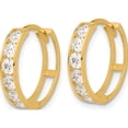 thumbnail image 2 of 14K Yellow Gold Polished Cz 4X16mm Huggie Hoop Earrings (Width 16.5) (Length 16.1) - Jbsp, 2 of 5