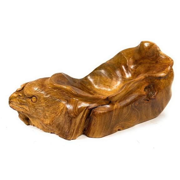 Unique Teak Root Bowl w/ Carved Eagle Head 18" X 11" X 9" - Centerpiece | #cin03a