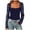 Blue, variant on Women Square Neck Lace Top Sexy Low Cut Flare Long Sleeve Lace Trim Layered Shirt Casual Fairy Grunge Bodycon Blouse (Black, XL)