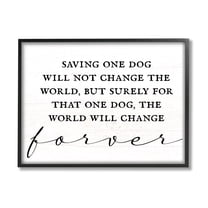 Stupell Industries Uplifting Rescue Dog Phrase Inspirational Painting Black Framed Art Print Wall Art, 30 x 24