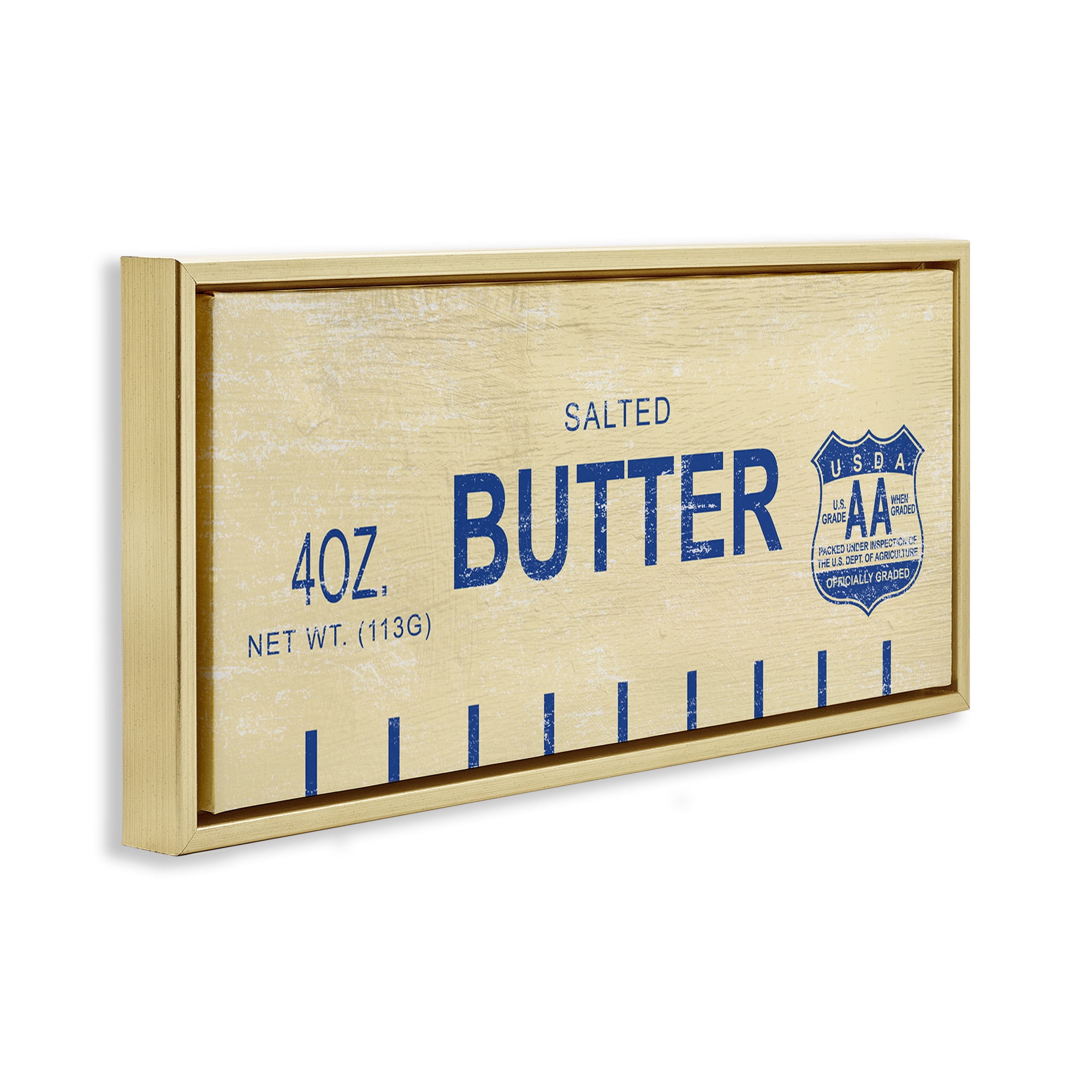 Stupell Industries Vintage Salted Butter Food & Beverage Painting Gold Floater Framed Canvas Art Print Wall Art, 25 x 11
