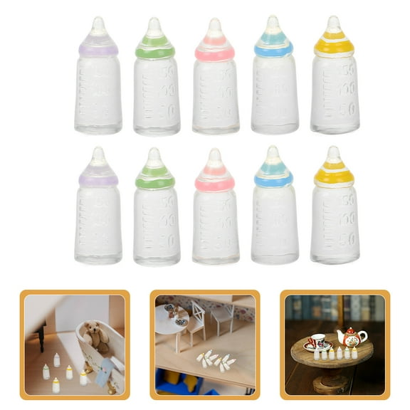 OUNONA 50-Pack Miniature Baby Bottle Toys Realistic Bottle Ornaments and Decorative Bottle Accessories
