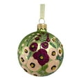 thumbnail image 2 of Poppy Glass Ornaments – Set of 2 European Mouth-Blown Glass Ball Holiday Christmas Tree Decoration Flowers, Pink and Green Floral, 2 of 5